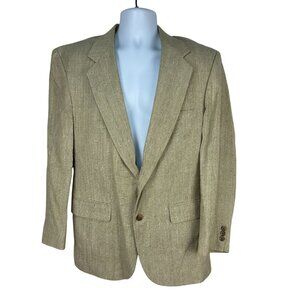 Towncraft Mens Beige Wool Blend Blazer 40S 2 Button Notch Lapel Single Vent